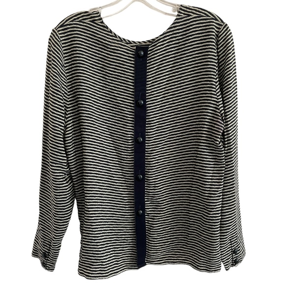 Miss V Valentino Silk Blouse Size 10 Black White Buttons - Picture 1 of 4